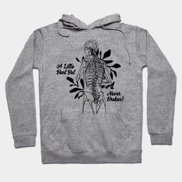 Scoliosis Curved Vertebral Spine line art Hoodie by Danielleroyer